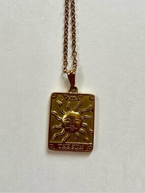 Goddess Provisions Sun Tarot Pendant Necklace - Gold Tone